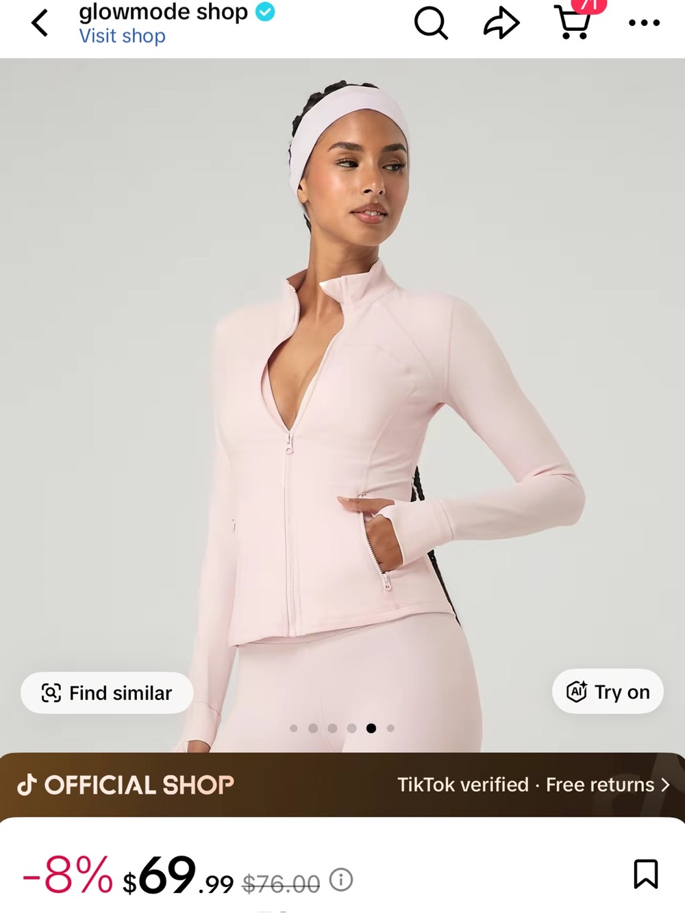 Glowmode Light Pink Zip Jacket and Leggings NWT